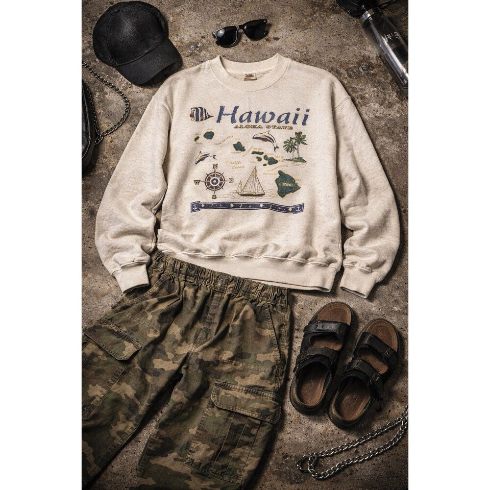 Vintage 90s Hawaii Aloha State Sweatshirt Fruit of the Loom USA M